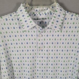 NWOT Mizzen Main Versa Polo Men S White Blue Green Moisture Wicking Golf Classic